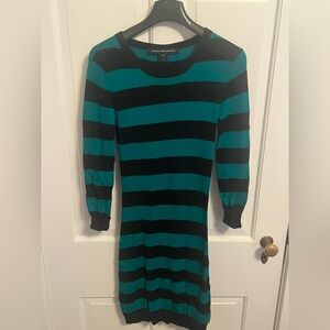 French Connection Black and Teal Striped Dress